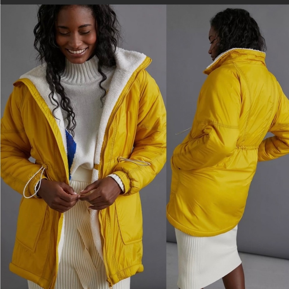 Saturday Sunday by Anthropologie yellow Sherpa lined jacket. Size small